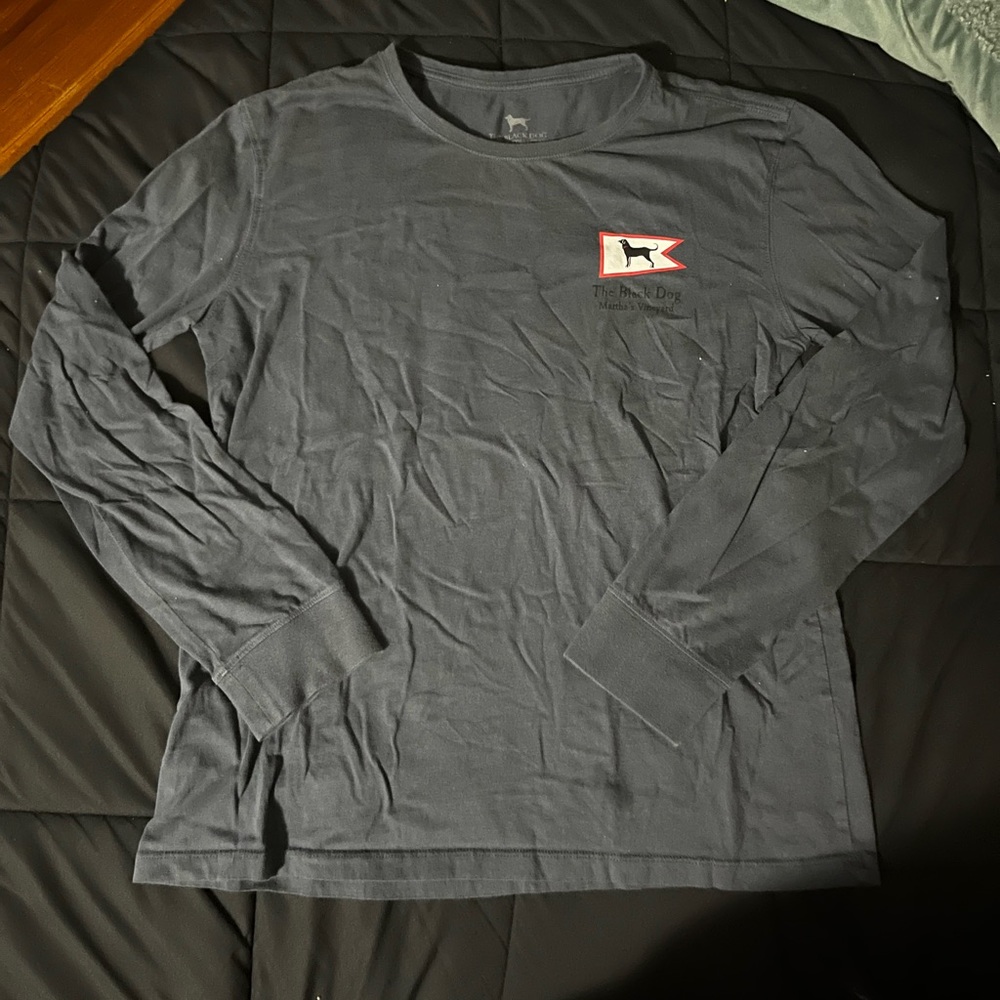 medium original the black dog long sleeve navy logo tee